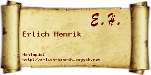 Erlich Henrik névjegykártya